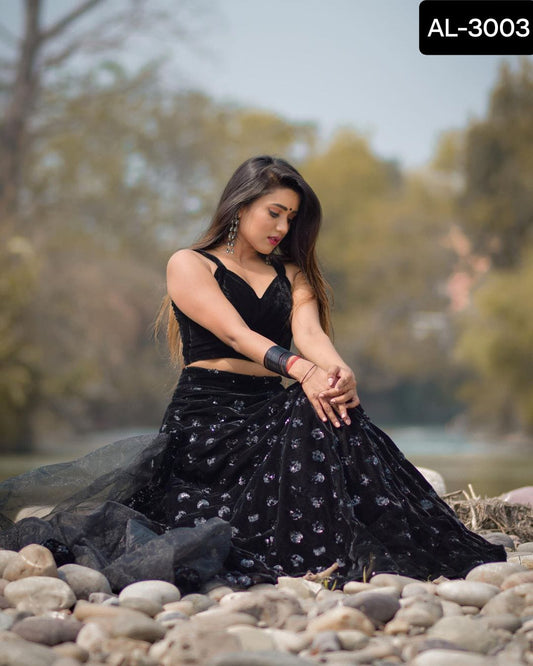 Sonali black velvet lehenga