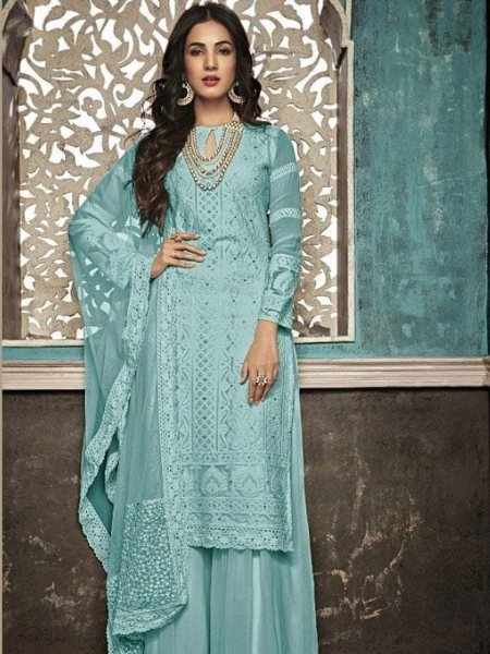 Embroidered palazzo suit